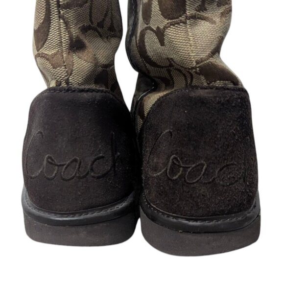 Vintage Coach Boots Nikole -Signature Shearling Furry Cuff Logo A7266 SZ 5 - Picture 3 of 5